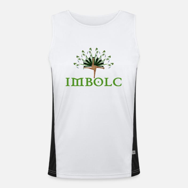 imbolc with snowdrop semicircle - Men's Functional Contrast Tank Top  - white/black