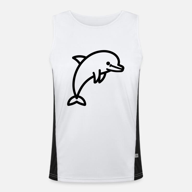dolphin - Men's Functional Contrast Tank Top  - white/black