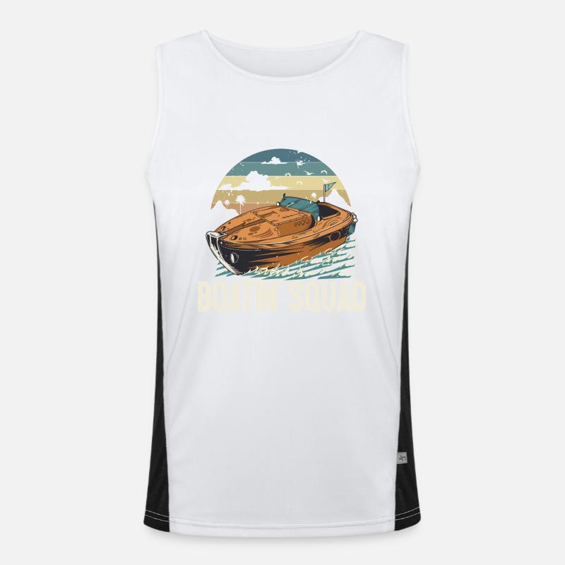 Motorboating Crew Pontoon Boatin Squad Lake Life Men's Functional Contrast Tank Top 