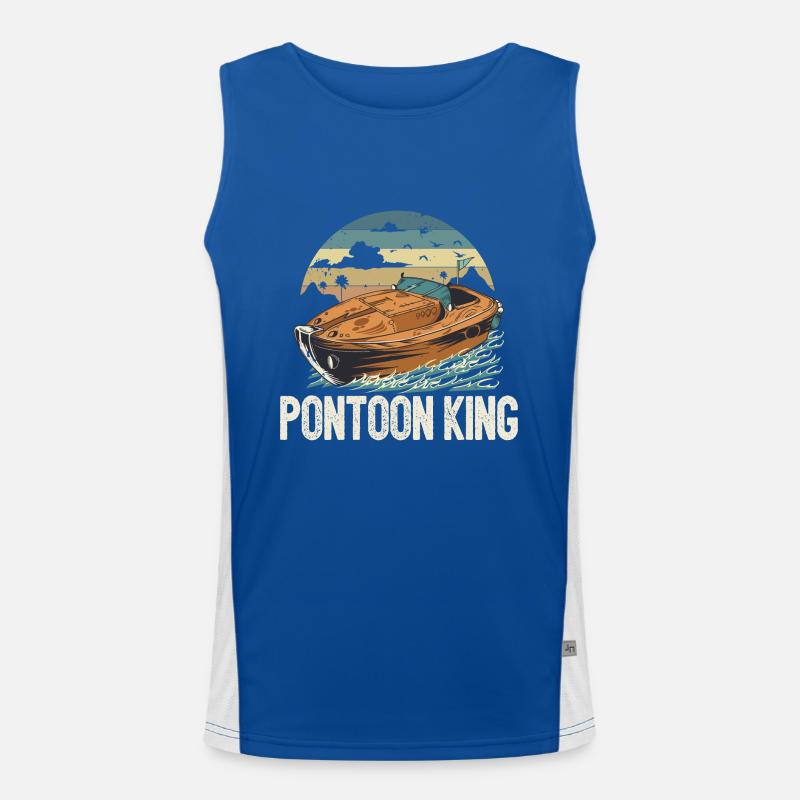 Pontoon King Father's Day Motorboating Pontooning Funktionelles Kontrast-Tank Top für Männer 
