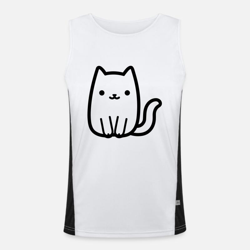 cat - Men's Functional Contrast Tank Top  - white/black