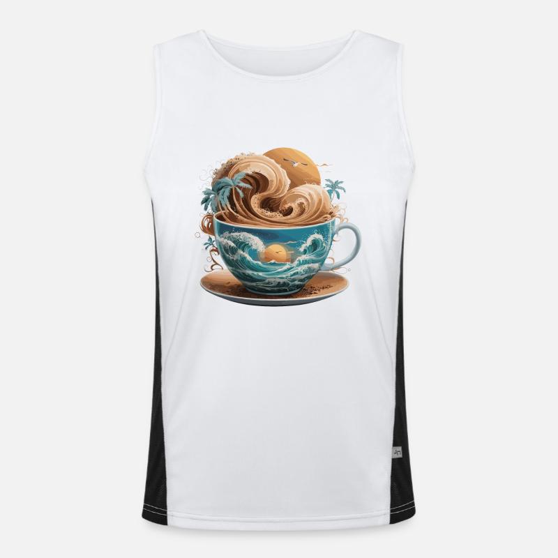 Tropical Beach Waves Kaffeetasse für eine Funktionelles Kontrast-Tank Top für Männer 