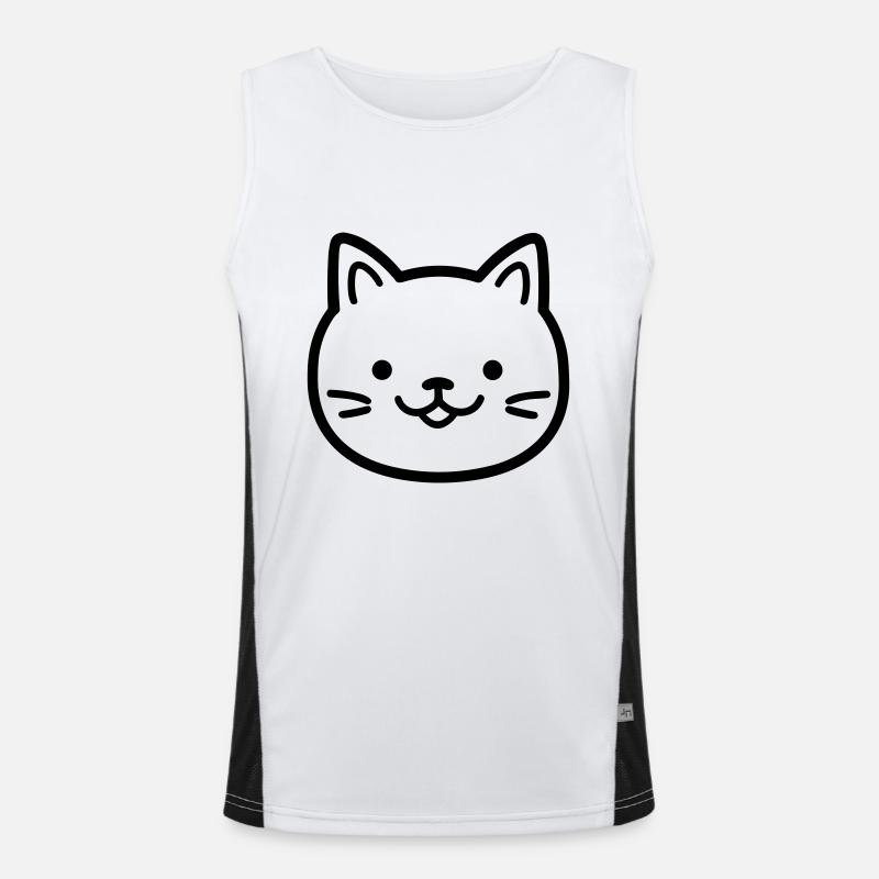 cat - Men's Functional Contrast Tank Top  - white/black