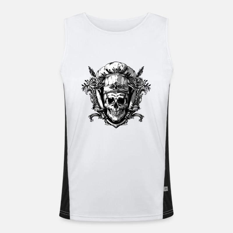 Koch Skull Skeleton Chef Crest - Men's Functional Contrast Tank Top  - white/black