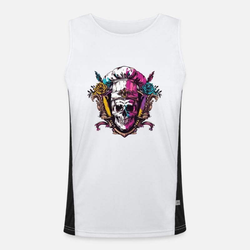 Koch Skull Skeleton Chef Crest - Men's Functional Contrast Tank Top  - white/black