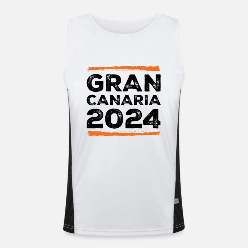 Gran Canaria 2024 Spruch Funktionelles Kontrast-Tank Top für Männer 