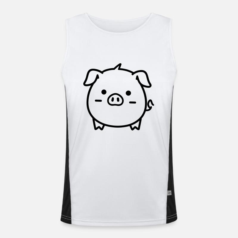 pig - Men's Functional Contrast Tank Top  - white/black