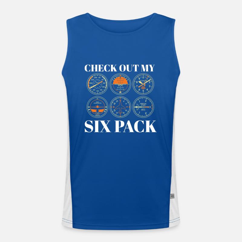 Funny Pilot Six Pack Aviation Flight Simulation Funktionelles Kontrast-Tank Top für Männer 