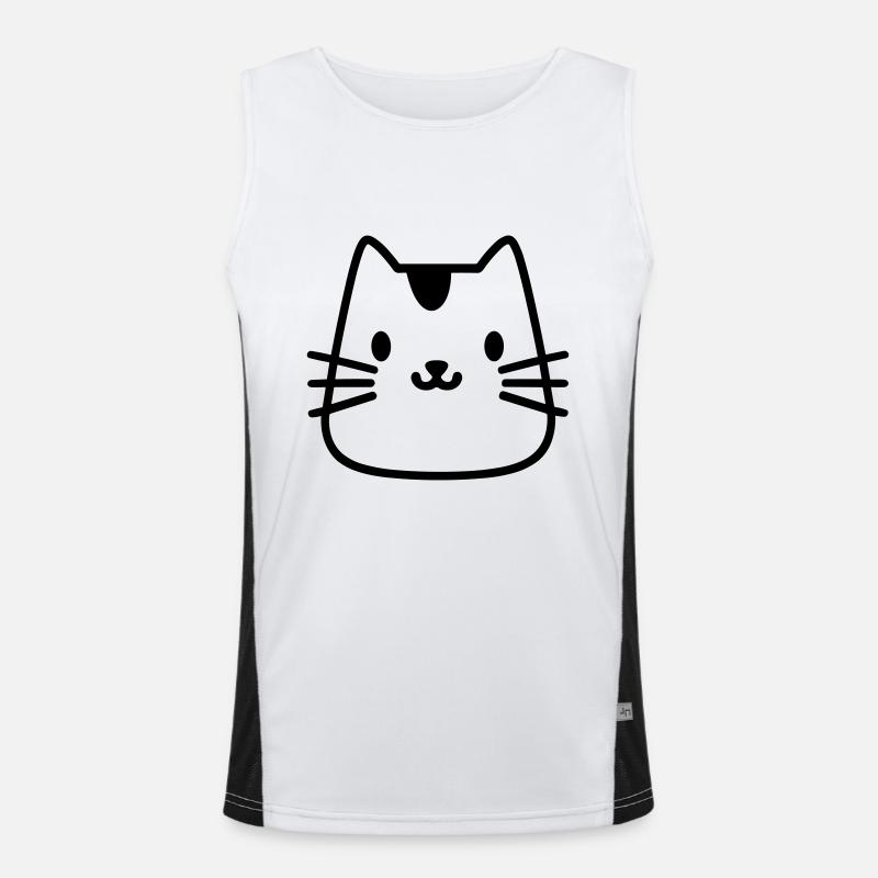 cat - Men's Functional Contrast Tank Top  - white/black