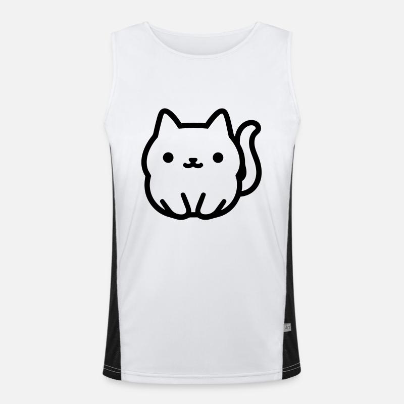 cat - Men's Functional Contrast Tank Top  - white/black