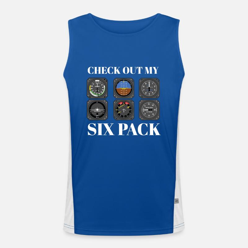 Funny Pilot Six Pack Aviation Flight Simulation Men's Functional Contrast Tank Top 