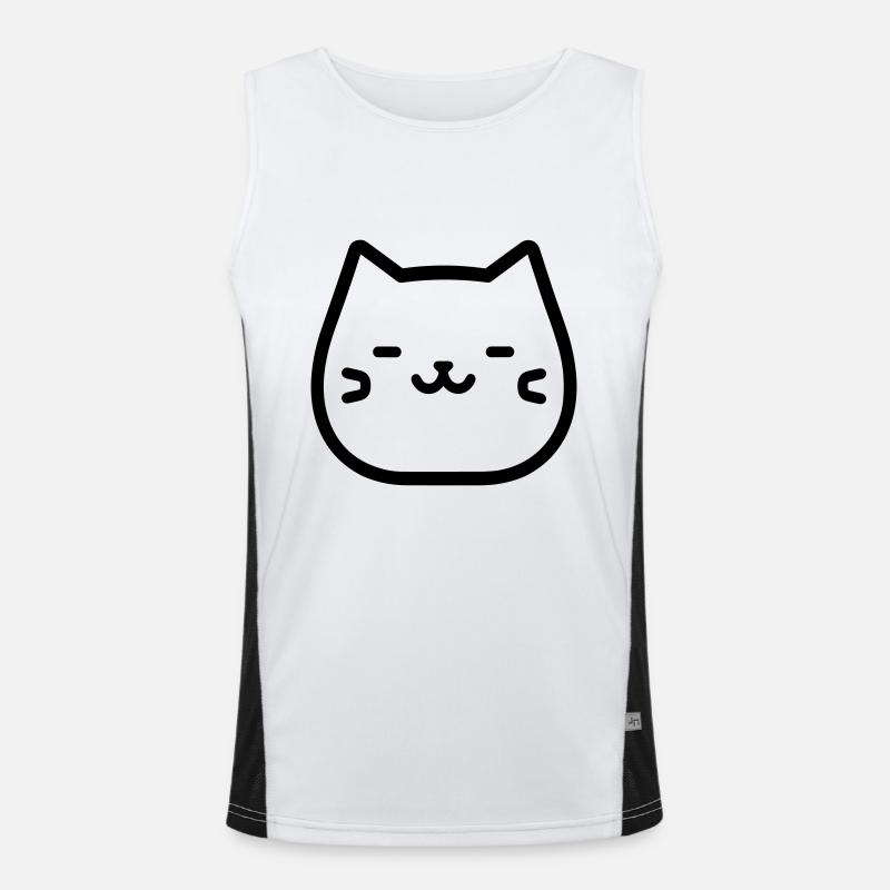cat - Men's Functional Contrast Tank Top  - white/black