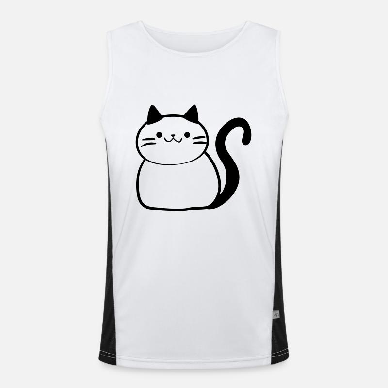 cat - Men's Functional Contrast Tank Top  - white/black