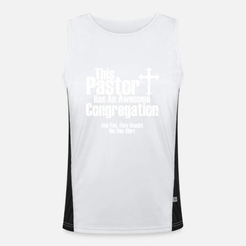 Ce pasteur a une église de congrégation géniale Débardeur respirant contrasté Homme 