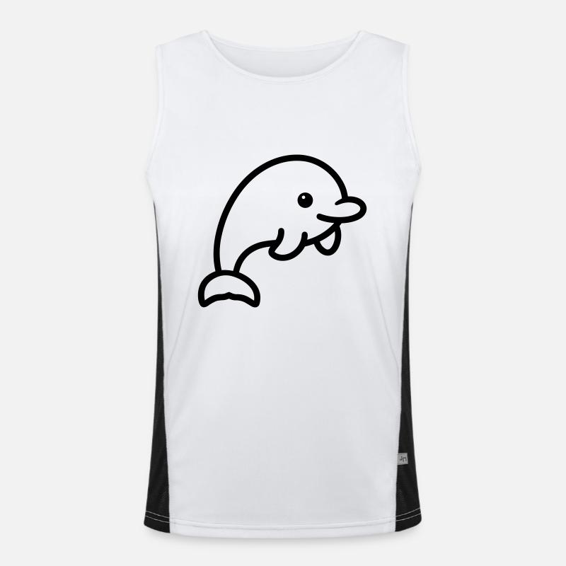 dolphin - Men's Functional Contrast Tank Top  - white/black