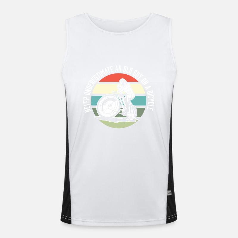 Never Underestimate An Old Guy on a Bicycle Funktionelles Kontrast-Tank Top für Männer 