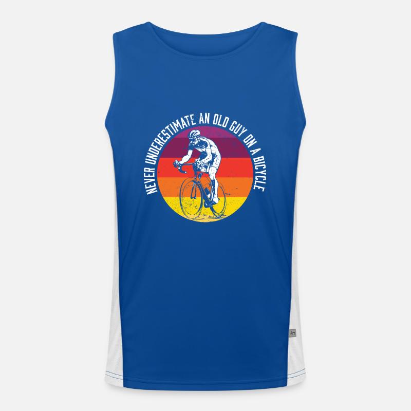 Never Underestimate An Old Guy on a Bicycle Funktionelles Kontrast-Tank Top für Männer 