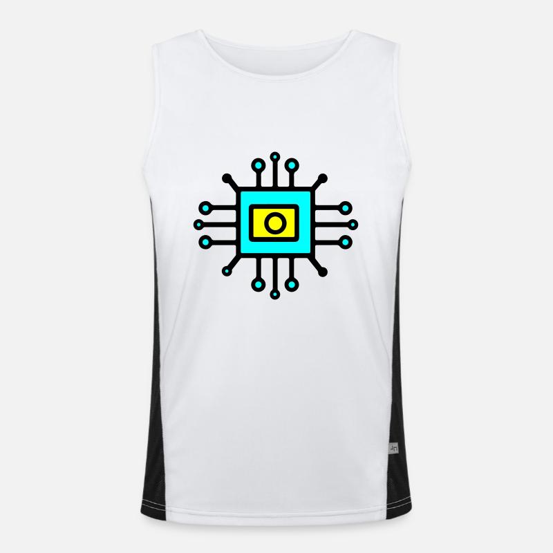 Chip Digital Computer Sensor - Funktionelles Kontrast-Tank Top für Männer  - Weiß/Schwarz