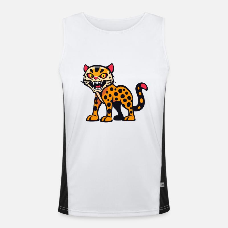 Leopard Halloween Comic Lustig Funktionelles Kontrast-Tank Top für Männer 