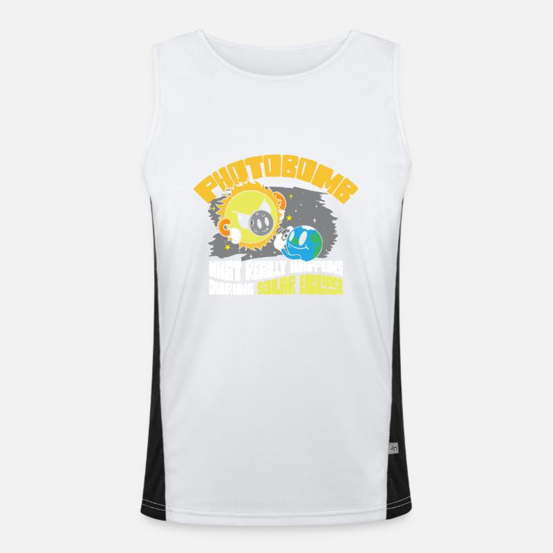 Total Solar Eclipse 2024 Totality Photobomb Sun Men's Functional Contrast Tank Top 