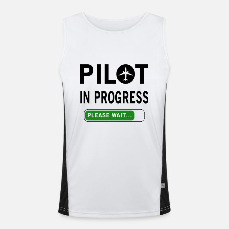 Pilot In Progress Please Wait - Men's Functional Contrast Tank Top  - white/black