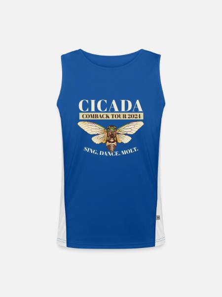 Cicada Brood Swarm Cicada Comeback Tour 2024 - Men's Functional Contrast Tank Top  - royal/white - Front