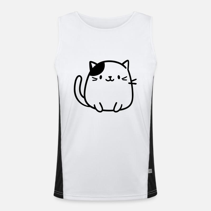 cat - Men's Functional Contrast Tank Top  - white/black