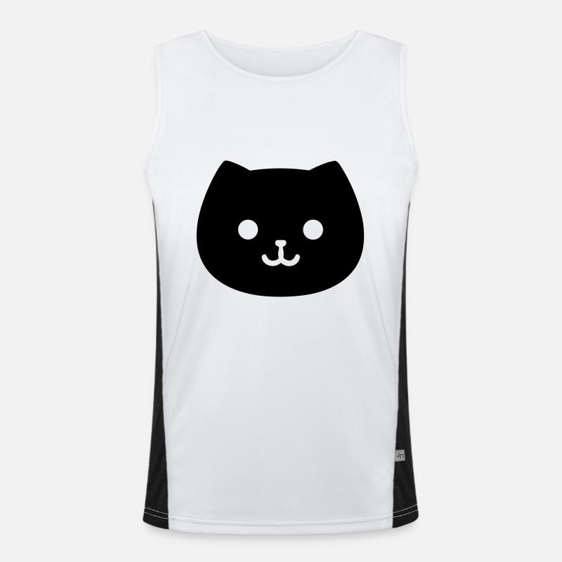 cat - Men's Functional Contrast Tank Top  - white/black