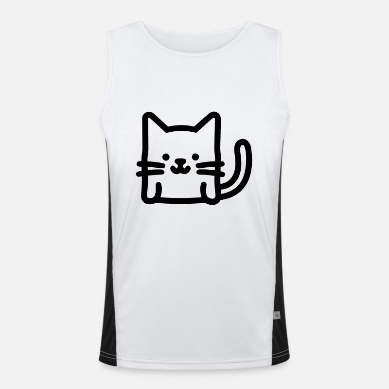 cat - Men's Functional Contrast Tank Top  - white/black