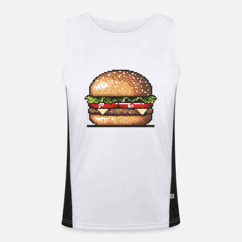 Burger Pixel Symbol Funktionelles Kontrast-Tank Top für Männer 