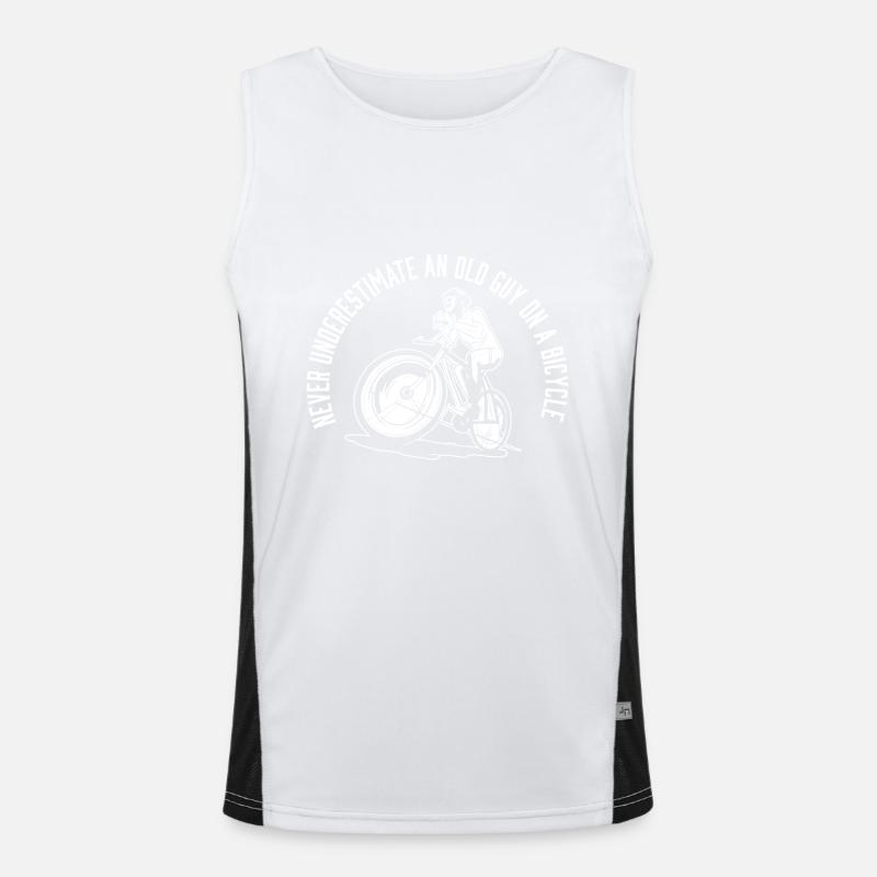 Never Underestimate An Old Guy on a Bicycle Funktionelles Kontrast-Tank Top für Männer 