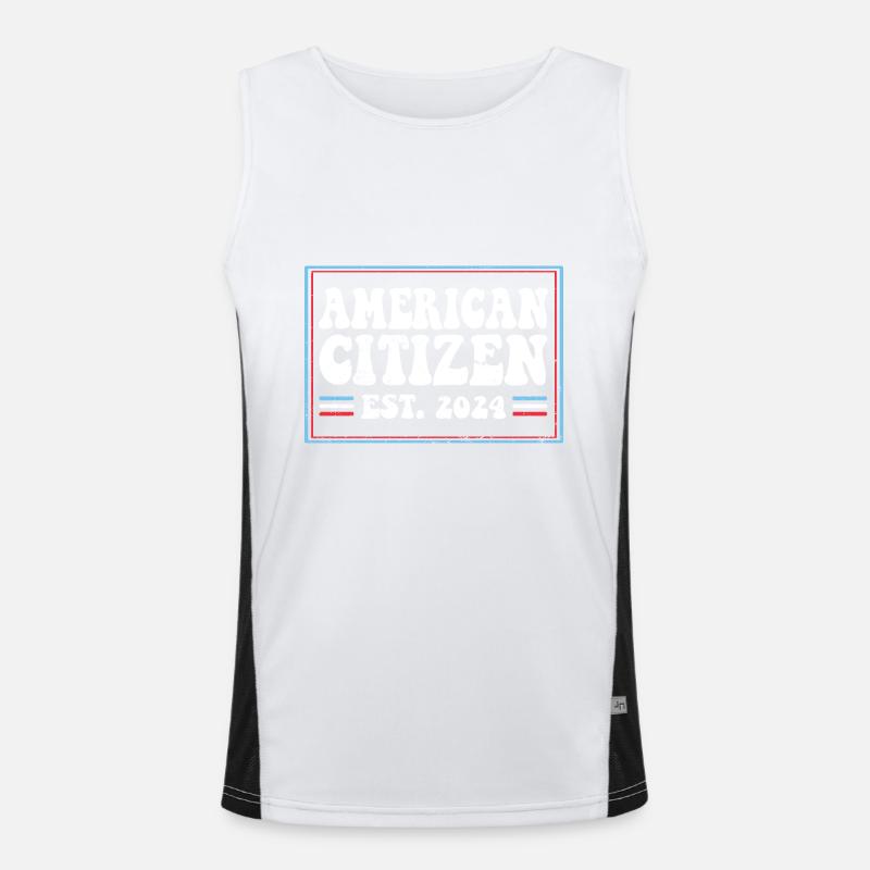 American Citizen Est 2024 US Flag Naturalized Funktionelles Kontrast-Tank Top für Männer 