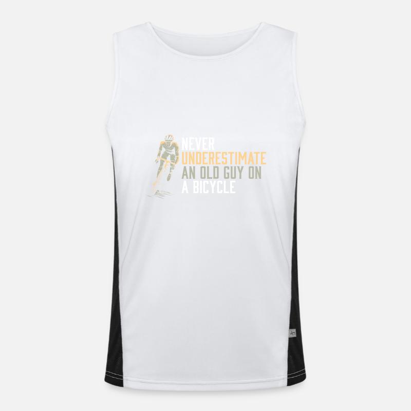 Never Underestimate An Old Guy on a Bicycle Funktionelles Kontrast-Tank Top für Männer 