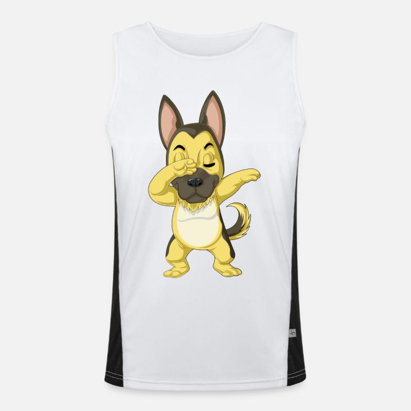 Dabbing Deutscher Schäferhund Funktionelles Kontrast-Tank Top für Männer 
