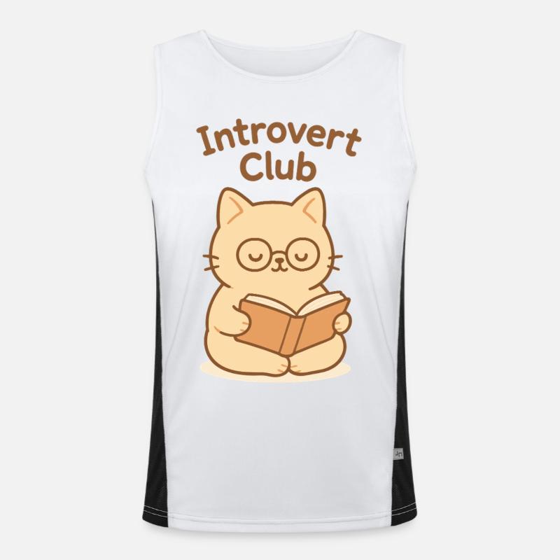 Introvert Club Cat Reading Men's Functional Contrast Tank Top 