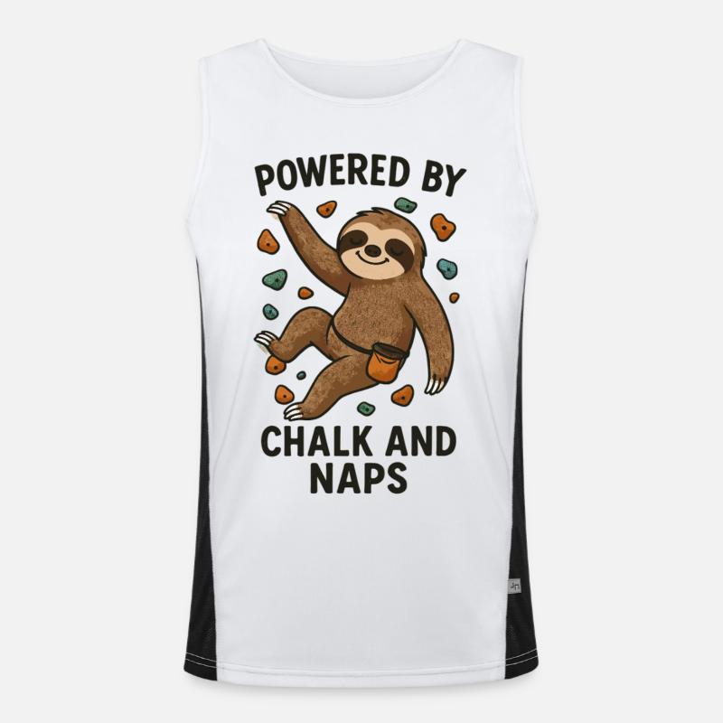 Bouldering Shirt Funny – Sloth with Chalk Men's Functional Contrast Tank Top 