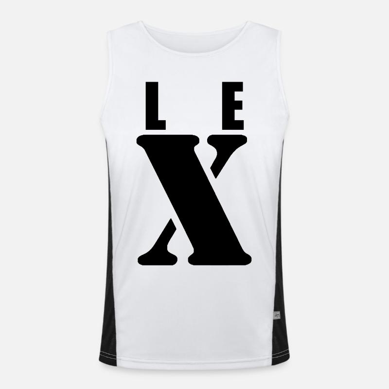 Lex – First Name Design | Minimal Typography Funktionelles Kontrast-Tank Top für Männer