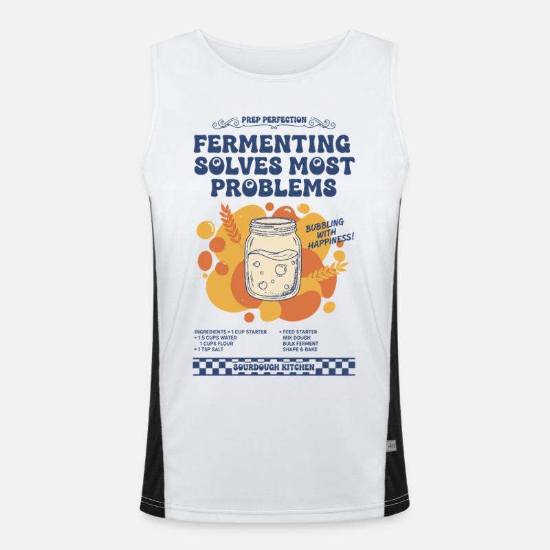 sourdough Fermenting Solves Most Problems bread - Men's Functional Contrast Tank Top  - white/black