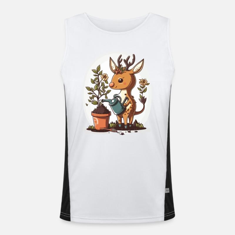 Grün-Daumen-Hirsch Funktionelles Kontrast-Tank Top für Männer 
