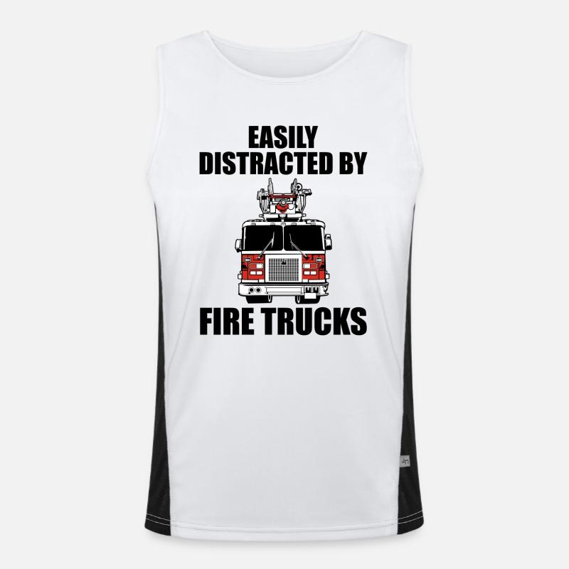 Easily distracted by fire trucks - Men's Functional Contrast Tank Top  - white/black