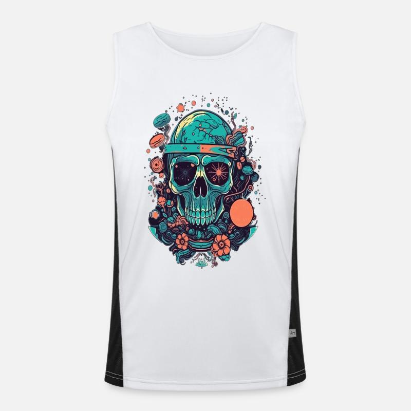vector psychedelic skull illustration magic Design Funktionelles Kontrast-Tank Top für Männer 