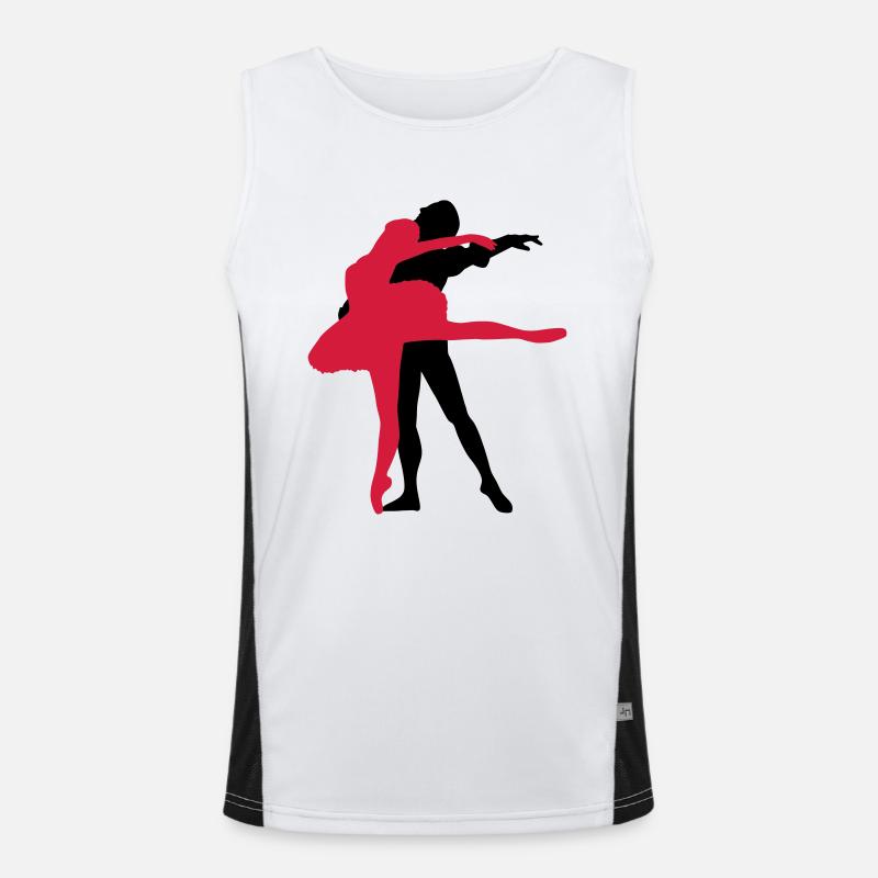 Vector Ballet dancer Silhouette - Men's Functional Contrast Tank Top  - white/black