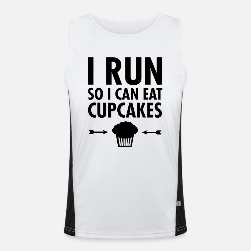 I Run So I Can Eat Cupcakes Funktionelles Kontrast-Tank Top für Männer 