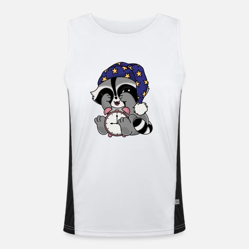 Snuggles the raccoon as a late riser Men's Functional Contrast Tank Top 