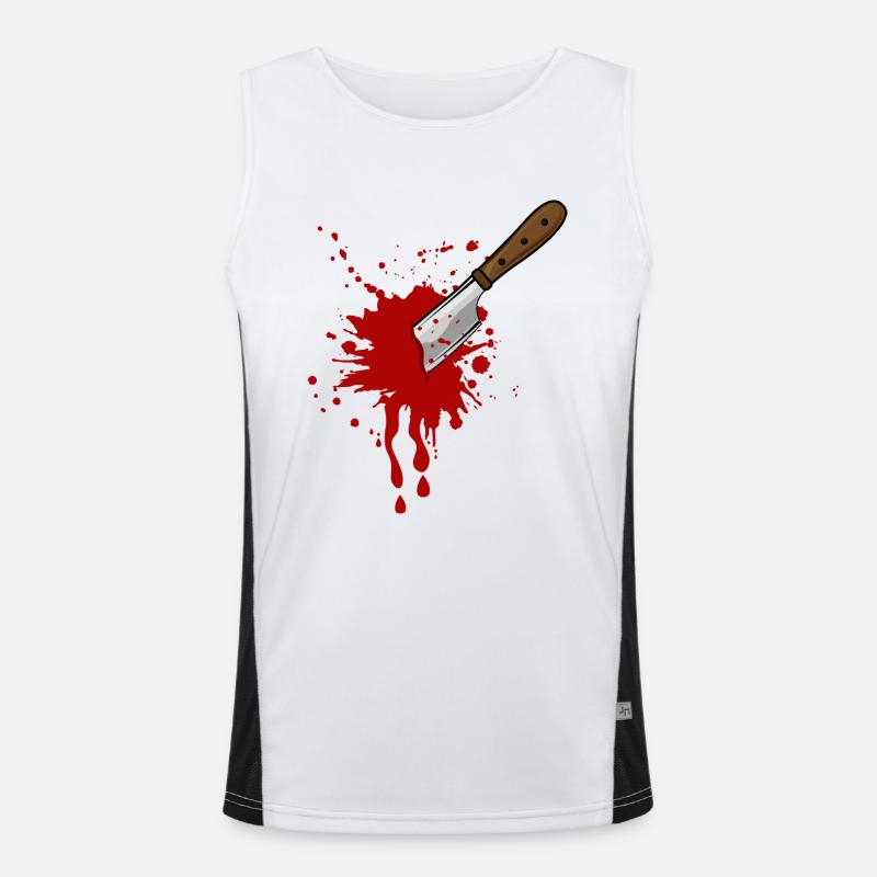 Halloween Messer Blut Funktionelles Kontrast-Tank Top für Männer 