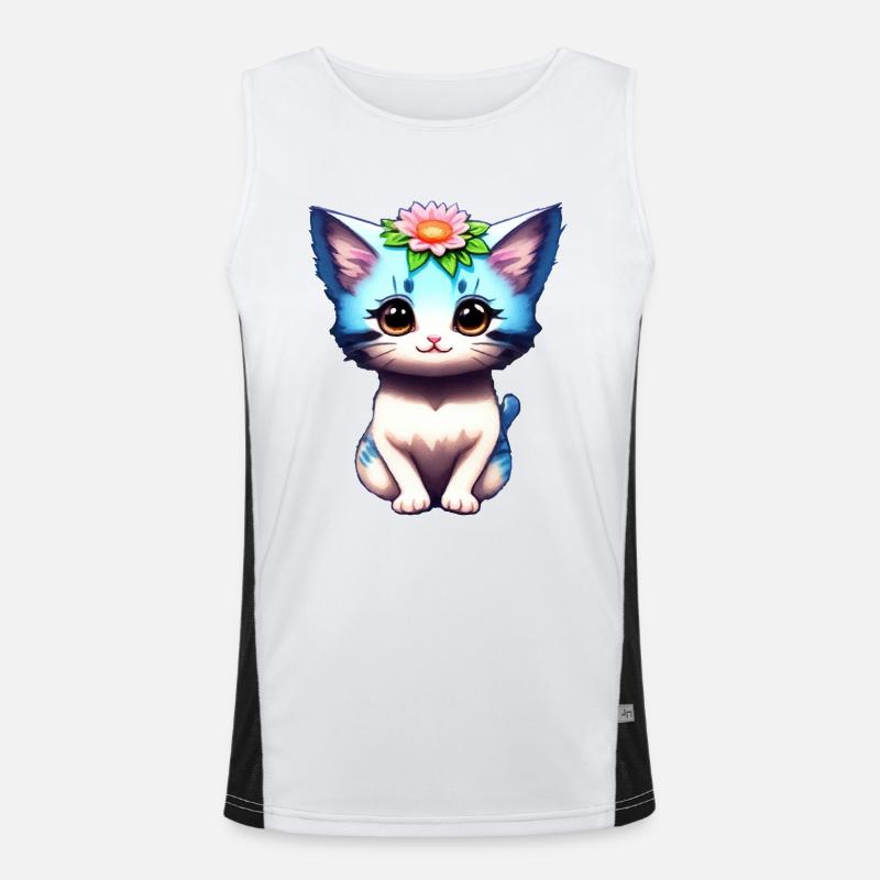 Ein entzückendes Kätzchen mit Blumenkrone Funktionelles Kontrast-Tank Top für Männer 