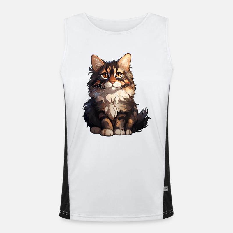 Maine Coon Katze Funktionelles Kontrast-Tank Top für Männer 