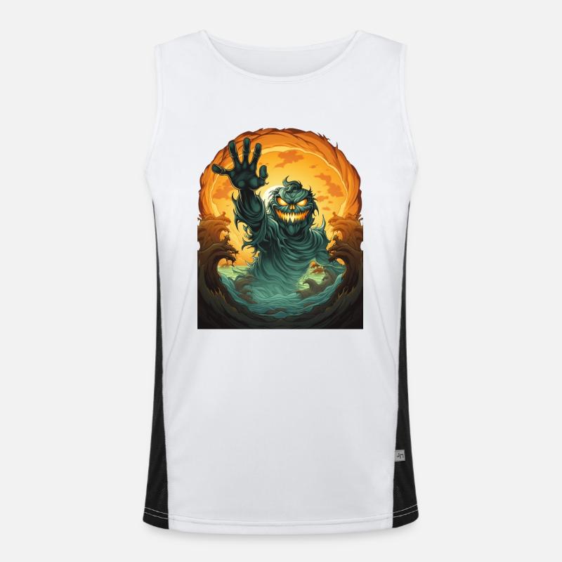 Halloween Emerging Hands Spooky Pumpkin Funktionelles Kontrast-Tank Top für Männer 