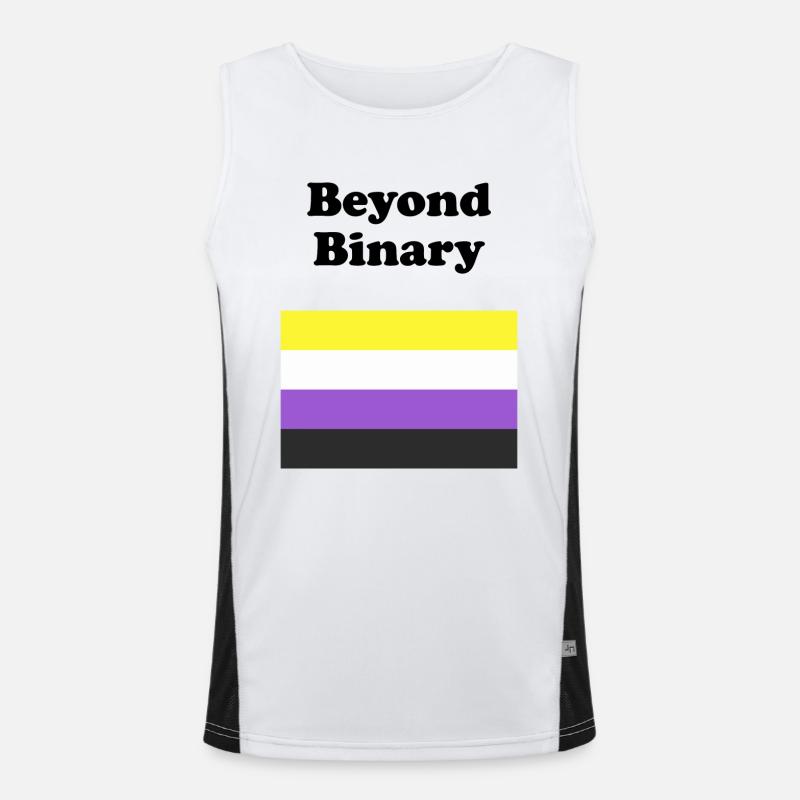 Non Binary Flag Beyond Binary - Men's Functional Contrast Tank Top  - white/black