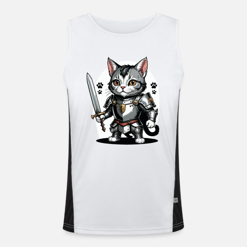 Chat Chevalier Chevalier Chat Cadeau Médiéval Débardeur respirant contrasté Homme 